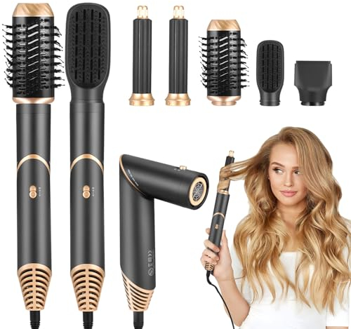 Aofesel Airstyler 6 in 1 Hairstyler Haartrockner Bürste set, Air Styler mit 5 Aufsätze zum Trocknen, Glätten, Locken, Volumengeben, Lonen Pflege, Stylingbürsten für Alle Haartypen