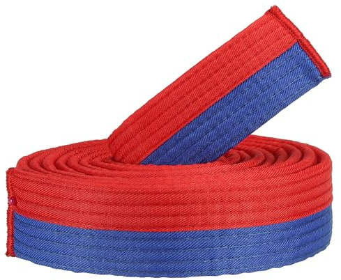 PATIKIL Taekwondo Farbiger Ranggürtel, 1,6 x9,2 Ft 2,8M Polyester Kampfsport Judo Karate Gürtel für Unterricht Praxis, Blau-Rot