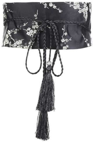 LEEQ cintura da donna – Kimono Obi, ampia fascia giapponese, cintura in vita con nappe, stampa vintage, Hanfu Yukata, autosessuale, Obi Sash Yukata, accessorio per cosplay