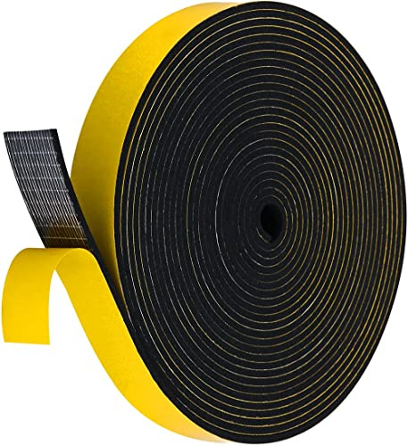 Palazen 6m Dichtungsband Selbstklebend für Türen Fenster 25mm(B) x3mm(D) Moosgummi Dichtband Türdichtung Fensterdichtung Zugluftstopper Schaumstoffband Abdichtung Schwarz [1 Rollen]