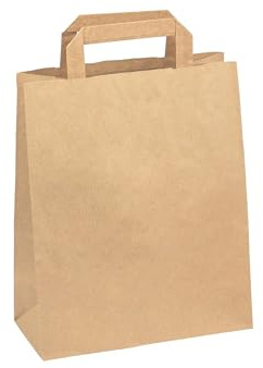 Daybays Papiertüten mit henkel 18+8x22 cm, Braun 50 Stück | Kraftpapiertragetaschen mit Flachhenkeln, Papiertaschen für Einkauf, Verpackung, Geschenke, Lebensmittel und Alltag