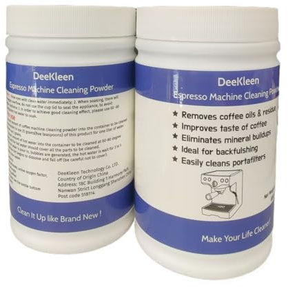 DeeKleen Espresso & Coffee Machine Cleaning Powder（2 Pack）,680 grams 24 OZ last for 2 years,Ideal for Backflush,Removes Oils and residue,Odorless,Improves taste of coffee.