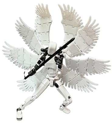 ZGSLWS T13 8 Figurines d'action d'anges ailés Outil d'animation Robot factice Mobile Multi-articulé imprimé en 3D Cadeau for Adulte(White)