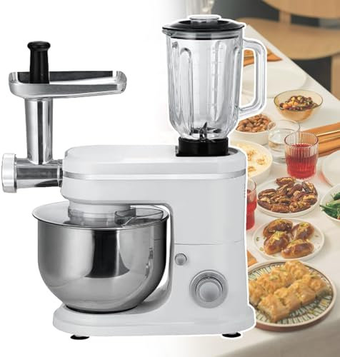 pealiritansemen Mélangeur De Pâte, 6 Vitesses Réglables, Mélangeur De Bureau Domestique, Bol en Acier Inoxydable De 6 L, Hachoir À Viande, Mélangeur À Smoothie, pour Pâtisserie, Restaurant