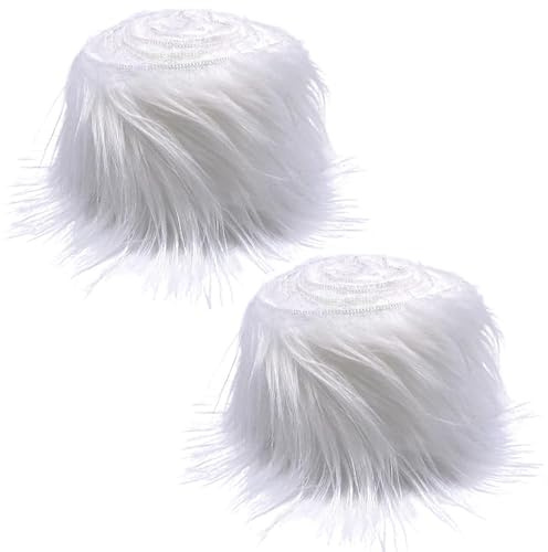 WANYI 2 Stück Kunstfell Weihnachtsdeko, 5x150cm Kunstfell zum Basteln, Langhaarplüsch Wichtelbart Plüschstoff Meterware Furry Fellstoff für Weihnachtsbaum, Gnome Beard, Santa Hair, Kostüm