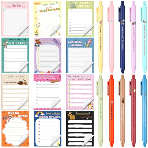 Nezyo 12 Set Divertenti Regali di Ringraziamento 12 Pezzi Note Adesive Divertenti Motivazionali 12 Penne Ispiratrici 1 Rotolo di Nastro per Ufficio Colleghi Insegnanti Natale