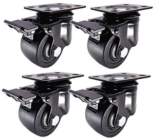 MCUVreo 4er-Set – Schwerlastrollen, 7,6 cm, 75 mm, 1200 kg, Nylon, mit Bremse, schwenkbare Industrietransportrollen, Doppellager, für Trolley-HEA