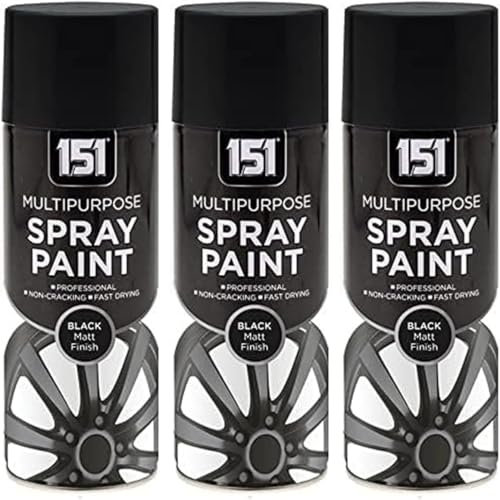 GSV Essentials Black Matt Spray Paint For Wood, Lightweight, Portable Design, Suitable For Both Indoor And Outdoor Applications, Long-Lasting Finish, 400ML, (3PCS)