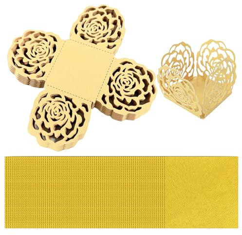 50 Stück Pralinenschachtel, 100 Stück Geschenkpapier, Goldene Dessert-Dekoration, Mini-Deko-Box, Diy Hausgemachte Dessert-Accessoires, Party-Feier-Dekoration