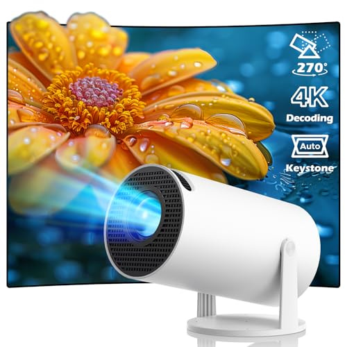Mini Proyector Portátil WiFi6 Bluetooth 5.0 - Compatible con HD 4K 1080P con Corrección Automática de Tecla Vertical 270° Giro, Inteligente con Android 11.0