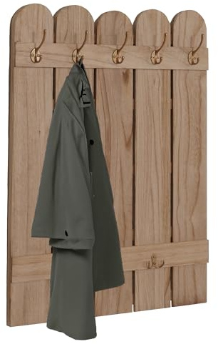Mendler Wandgarderobe HWC-N95, Paulownia 7 Haken 86x60cm - natur | Garderobe, Garderobenpaneel