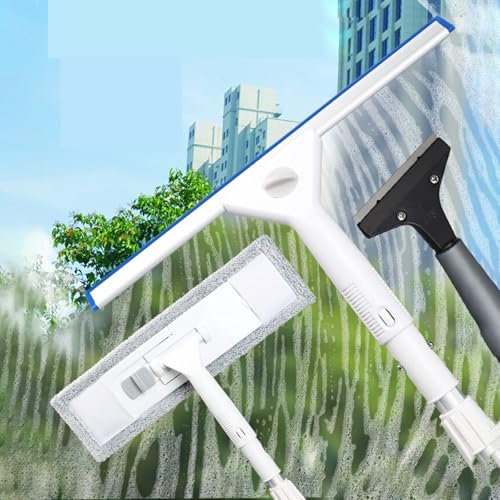 Limpiacristales Limpiador de Ventanas Cepillo Para Limpiar Ventanas De Apartamentos De Gran Altura, 2,5 X 3, 4 Metros, 5 X 6, 7 M, Mango Largo Con Escobilla De Goma, Kit De Varillas Limpiadoras(3.21m)