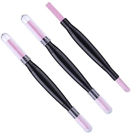LIOOBO Limes à Ongles Bâton pour Enlever Cuticules et Limer Ongles en Plastique Pp Double-face Lot de 3 Outil de Manucure Multifonction pour Femmes pour Apprentissage Nail Art