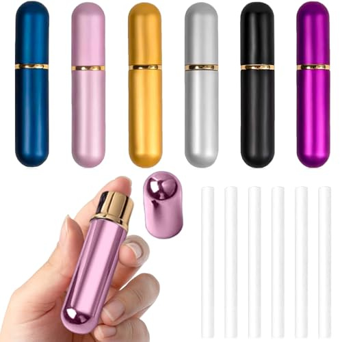 FULHANY 6 Pièces Inhalateur Huiles Essentielles - Inhalateur Nez - Stick Inhalateur - IdéAl Pour Les Voyages Et La Maison, Dans Une VariéTé De Couleurs, (Avec 6 MèChes En Coton)