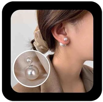 Enautoabs Boho Perla Bianca Orecchio Giacca Orecchini Perla Rotonda Orecchio Borchie Vintage Perle Fronte Retro Orecchino Perle Bianche Orecchini A Doppio Lato Orecchino Gioielli Per Le Donne