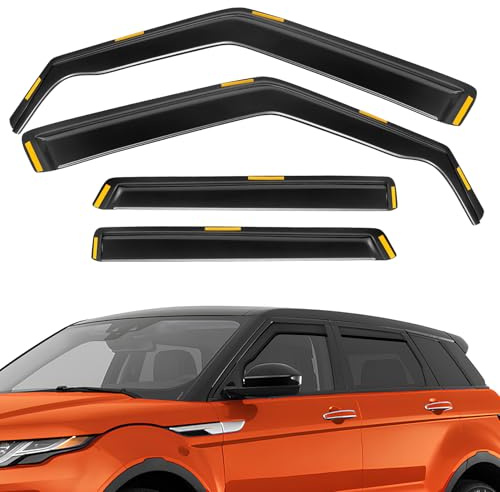 GEARCELL 4 PCS Wind Deflectors, Rain Guards Window Visor Left & Right Brown Compatible with Range Rover Evoque MK1 2011-2019 5-Door SUV Rain Shield Shade Replacement