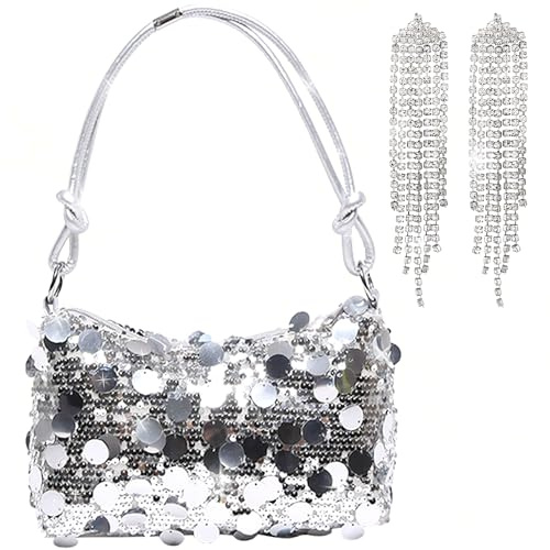 BACH AND BOOZY Bling Black Sequin Purse Abendtaschen für Frauen Damen Glitzernde Party Prom Niedliche Hobo Clutch Handtasche Tasche