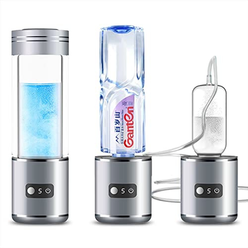 Generatore Acqua idrogenata 350 ml, ionizzata, Bottiglia d'Acqua idrogenata con inalatore Adattatore, Produttore Portatile Bottiglie d'Acqua alcalina all'idrogeno, Bottiglia Vetro Ricaricabile