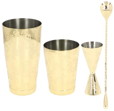 Boston Cocktail Shaker Set 304 en Acier Inoxydable Imprimé Vintage Multifonctionnel Cocktail Sweet avec Tasse et Barre de Glace écrasée pour barreaux Professionnels du Bar à (Type 3)