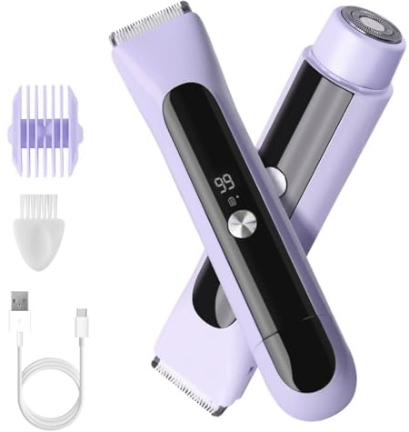 Lwuey Rasoir Électrique Femme 3 en 1, Tondeuse Intime et Maillot pour Peaux Sensibles, Épilateur Électrique Sans Fil Visage, Jambes et Aisselles, Étanche IPX7 avec Écran LCD, USB Rechargeable