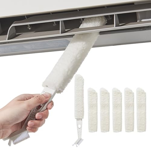 Muzrunq Mini Kit di Pulizia Split, Kit di Pulizia per condizionatori d'Aria, 6 Pezzi/Set, Spazzola Portatile per la della serpentina AC con Montaggio a Parete, 5 Panni sostituibili per Frigorifero