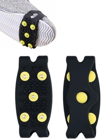 FUGLUS 1 paio Ramponi per Scarponi,Ramponi da Arrampicata 10 Borchie Ice Grips Ramponi Antiscivolo Ice Tacchetti Trazione Ramponi da Ghiaccio Slip-on, Elasticizzati, per Sport Invernali