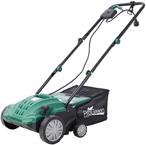 Garden Scarifier, 2-in-1 13INCH Dethatcher Scarifier,12 Amp Electric Lawn Dethatcher,Removable Collection Bag Extra Large 31.7QT