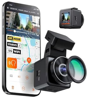 E1 Pro 4K Mini DashCam Front STARVIS 2 Plate Pix™ HDR Night Vision Dash Camera per auto 5G WiFi e supporto GPS 1 TB Max(None)