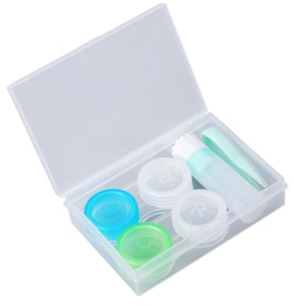 BESTYASH 2pc Green Lens Case Storage Jar Lens Double Boxes Wearing Tools Care and Daily Use