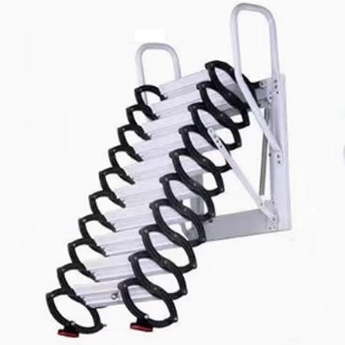 PUZYI Bodentreppe Dachbodenleiter, Wandmontage, Deckenklappleiter, Tragkraft 500 kg, Dachbodentreppe, herunterziehbare Dachbodenleiter, Teleskopleiter Loftleiter(3.75-4m)