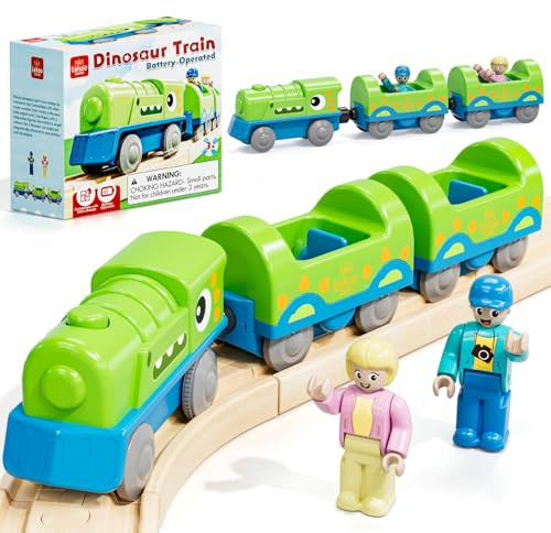 Lehoo Castle Tren Eléctrico de Dinosaurios para Vías de Madera