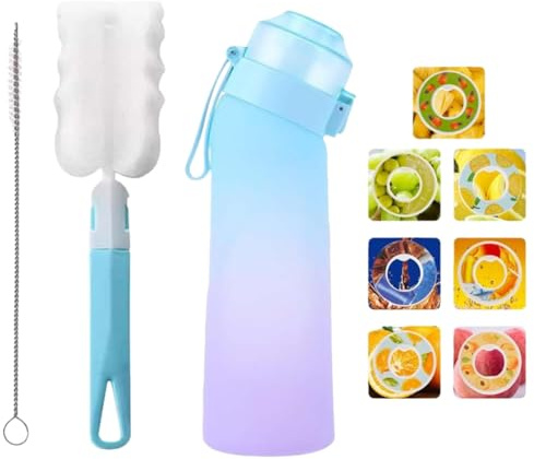 Gourde Sport, avec Lot de 7 capsules aromatiques pour bouteille d'eau, Pods parfumés pour eau aromatique 0 sucre, Sans BPA, bouteille d'eau étanche, pour gym,course à pied.Camping et randonné (3)