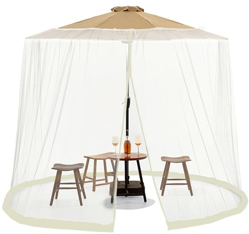 ZJchao Patio Netting, Balcony Net 7-11ft Patio Umbrella Screen Netting For with Zipper Door and Adjustable Rope For Outdoor Umbrellas and Tables (1060CM)