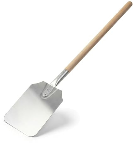 Chabrias Ltd Professional Aluminium Pizza Peel with Long Wooden Handle - 28x22.5cm (11 x 9) Pizza Paddle, 91cm Overall Length - Pizza Paddle for Wood-Fired Pizza Ovens - Perfect for 10-11 Pizza