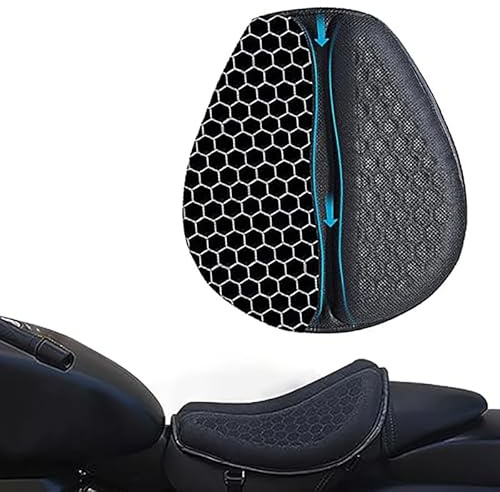 NNKIUOPE Foldable Motorcycle Gel Seat Cushion for Suzuki TS 185 1980-2022, 3D-Honeycomb Structure Shock Absorption with Petal Ergonomic Design for Long Ides Seat Cushion