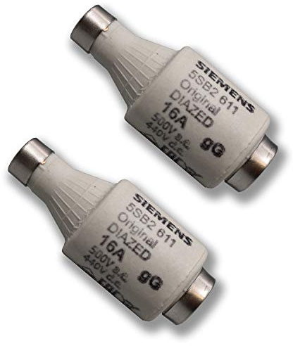 2 Stück Siemens Indus.Sector Diazed-Sicherungseinsatz DIAZED-Sicherungseinsatz 5SB2611 500V AC / 440V DC - gG - Gr. DII E27 16A - VPE = 2 Stück - Nachfolgertyp von 5SB261