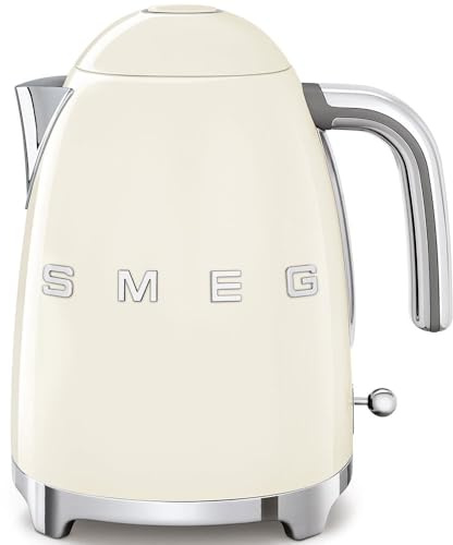 SMEG 50's Retro Style 7 Cup Electric Water Kettle with Automatic Shutoff, Removable Base, and Water Indicator, KLF03CRUS, Cream