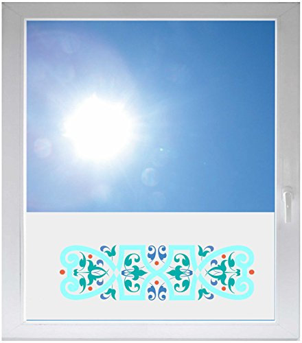 INDIGOS UG - Fensterfolie Blickdicht Ornament Blumen Tribal - 1000x500mm - Sonnenschutzfolie Fenster - Sichtschutzfolie Fenster Bad, Küche, Fenster, Milchglasfolie