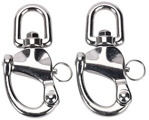 Amarine-made - Par de grilletes giratorios de liberación rápida para barco de vela marino de acero inoxidable para barco de barco de barco de pesca, 4-7/8, Silver