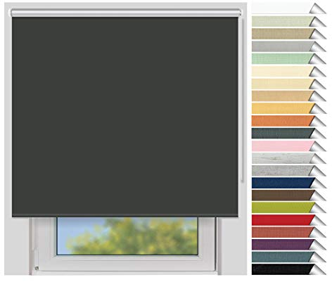 EFIXS Thermorollo Medium - 25 mm Welle - Breiten: 60-240 cm - Höhen bis 240 cm - Hier: 140 cm x 190 cm (Stoffbreite x Höhe) - dunkelgrau (5900) - Hitzeschutzrollo - Verdunklungsrollo