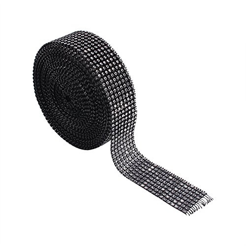 8 Reihen 10 Yard Diamond Mesh Wrap Rolle funkelnden Kristall Ribbon Acryl Ribbon für Hochzeitstorten DIY Kunsthandwerk Dekorationen(Schwarz) | Funkelndes Acrylband für Torten, klebefrei zuschneidbar, vielseitig formbar für Tafelaufsätze und DIY-Bastelprojekte