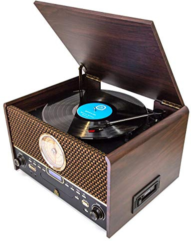 GPO Chesterton DAB+ Retro Musiksystem- Vinyl-, CD- und Kassettenspieler, USB, UKW/DAB-Radio, AUX-Eingang, Lautsprecher