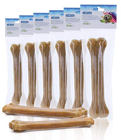 Nobleza - Hunde Kauknochen 20CM x 6 Stück, 100% Natürliche Rinderhautknochen und Hundeknochen für Hunde Groß, Dog Bones Proteinreiche