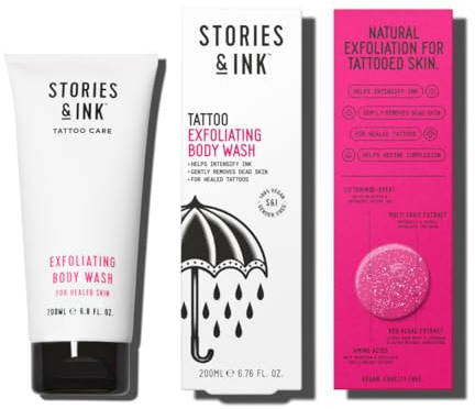Stories & Ink Tattoo Care | EXFOLIATING BODY WASH - Body Scrub Removes Dead & Dull Skin, Brightens Healed Tattoos