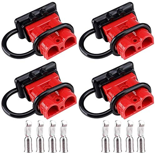 GTIWUNG 4PCS Connettori di Alimentazione 50A 600V, Connettore di Batteria, Batteria a Connessione Rapida 50A Cavo di Cablaggio per Auto, Rimorchio, Winch Trailer Verricello, Rosso