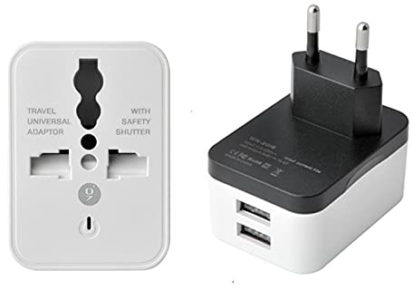 Adattatore di alimentazione universale in tutto il 2. USB Adattatore di viaggio International World Viaggi di ricarica CORRENTE ALTERNATA Presa dell'adattatore della spina del convertitore di potenza