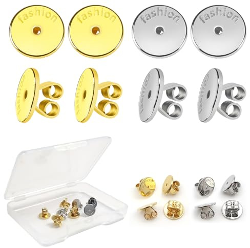 TOAOB 8 Stück 18K Vergoldet Ohrstecker Verschlüss Farbe Gold und Silber