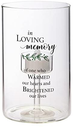 Lillian Rose In Loving Memory Glass Memorial Tea Light Holder