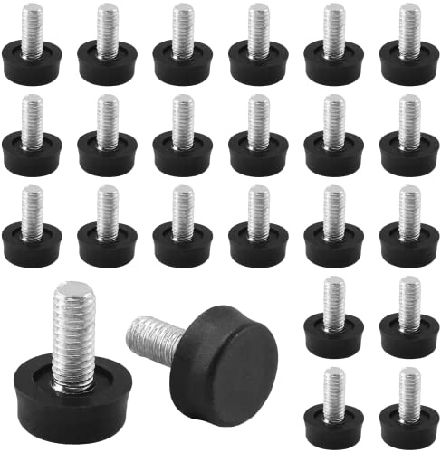 Biaungdo Verstellbare Möbelnivellierer, M6 x 15 mm, Schwarz, 24 Stück | Verstellbare Nivellierfüße, zum Anschrauben von Möbelgleitern, für Tisch, Stuhl, Schrank, Möbelbeine
