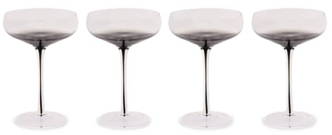 Aroma360 Hotel Collection Champagnergläser mit Rauchstiel, rauchschwarze Champagner- und Coupé-Flöten, um jeden besonderen Moment zu erhöhen, der Sekt verlangt, 4 Gläser (Coupé)
